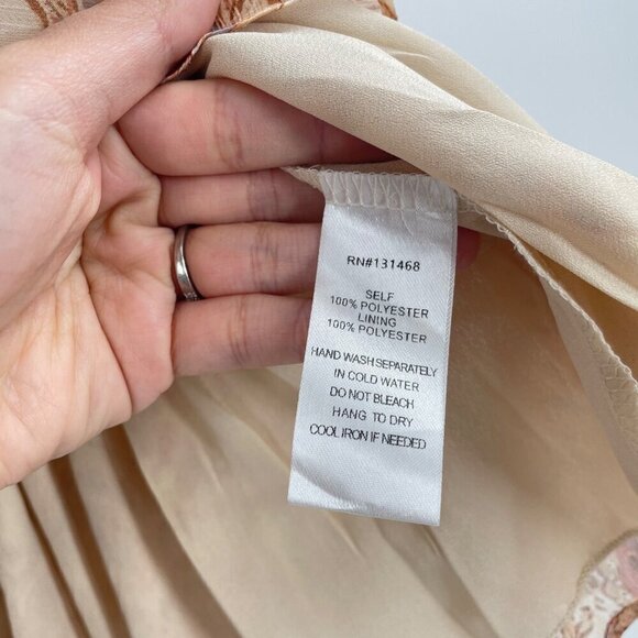 NWT FATE Paisley Tan Peasant Blouse Womens Size Small Cottagecore Ruffle Boho - Picture 7 of 8